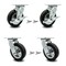 Service Caster 6 Inch Black Pneumatic Wheel Caster Swivel with Swivel Locks 2 with Brakes, 4PK SCC-100S150-PNB-TLB-BSL-2-BSL-2 - alternate 1